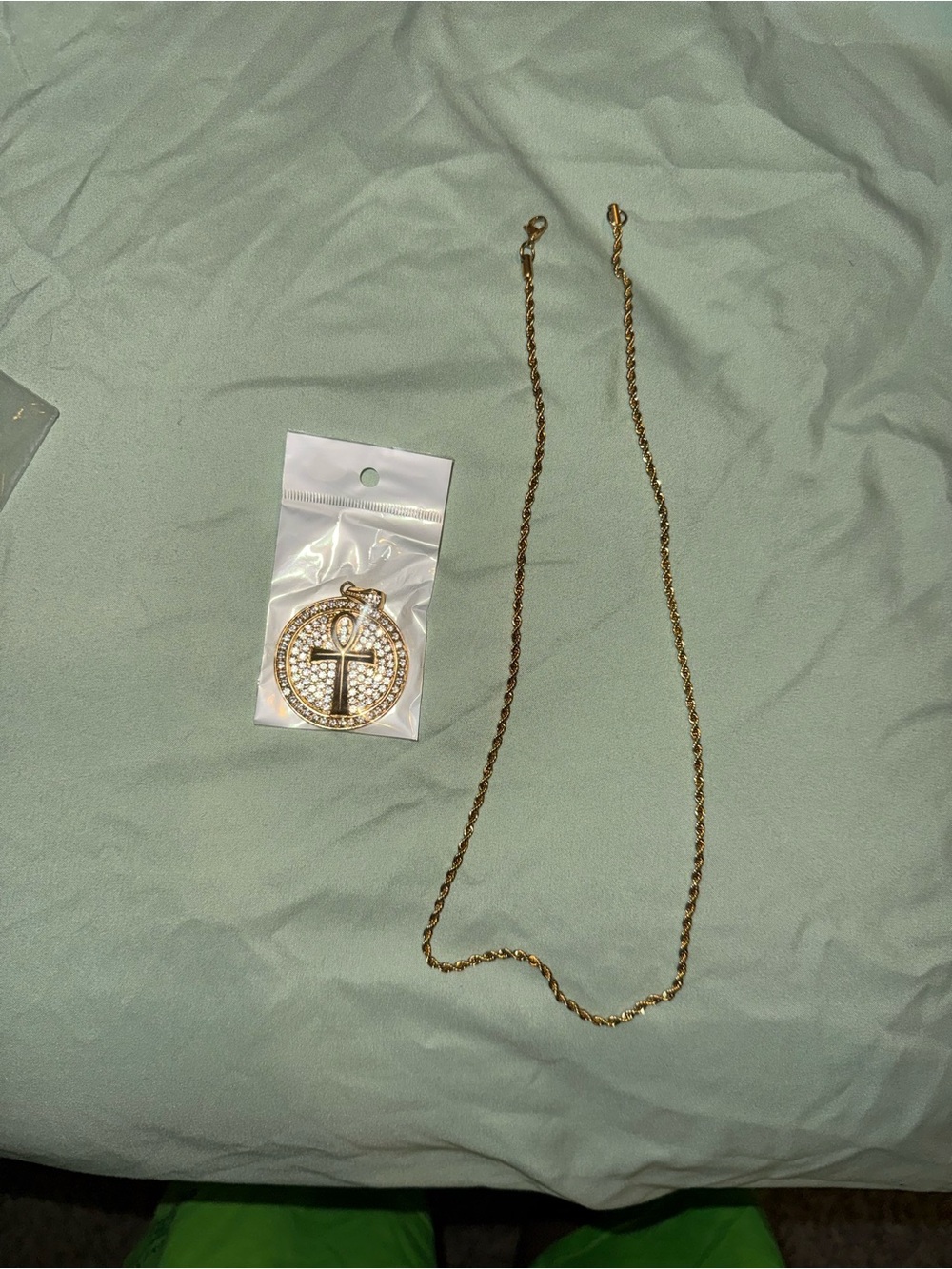 Gold Cross Pendant Necklace - Gold Tone